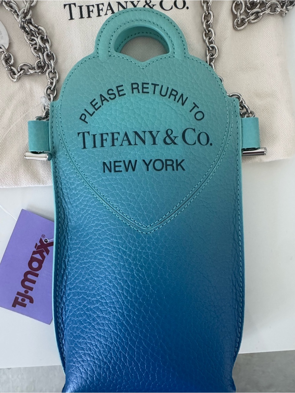 Tiffany & Co. Teal to Blue Ombre Leather Crossbody Pouch